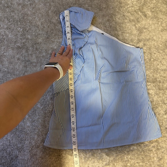 Banana Republic Blue and White Striped One-Shoulder Top - Picture 11 of 12